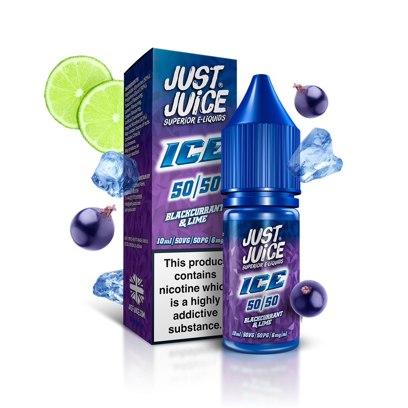 Just Juice Ice Blackcurrant and Lime 10ml Nic Salt (7723518918868)